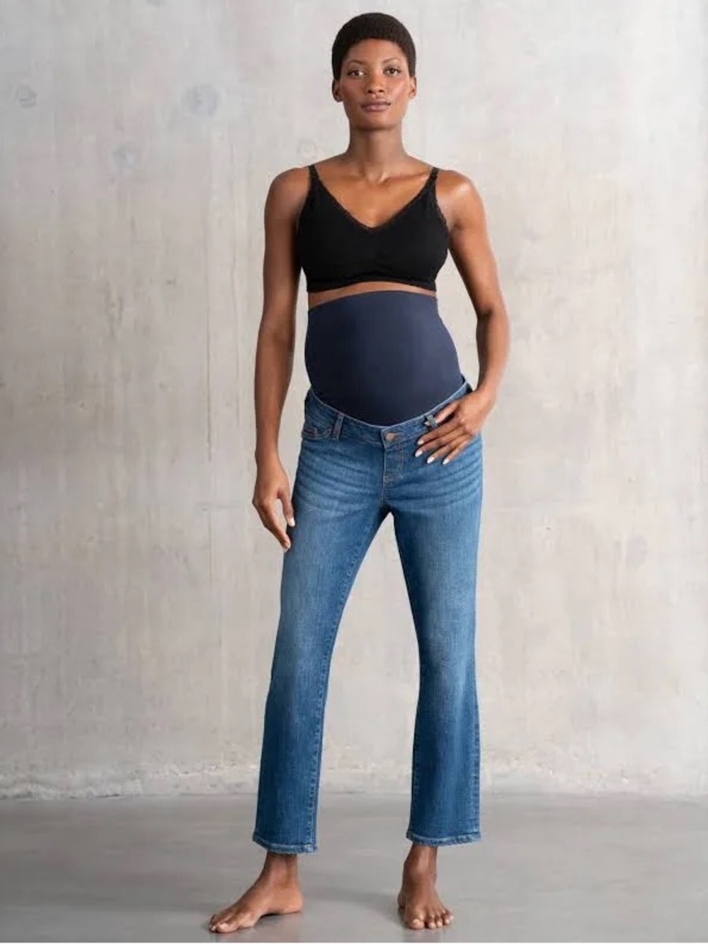 New Seraphine Mid Blue Wash Premium Overbump Maternity Slim-Fit Jeans Size 8